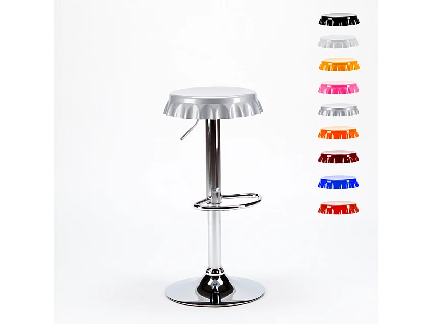 Hocker in Form eines Flaschenverschlusses Bar- und Küchendesign Dallas - Grau