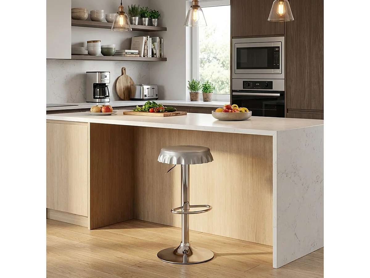 Taburete de cocina y bar con diseño a forma de tapón Dallas - Gris