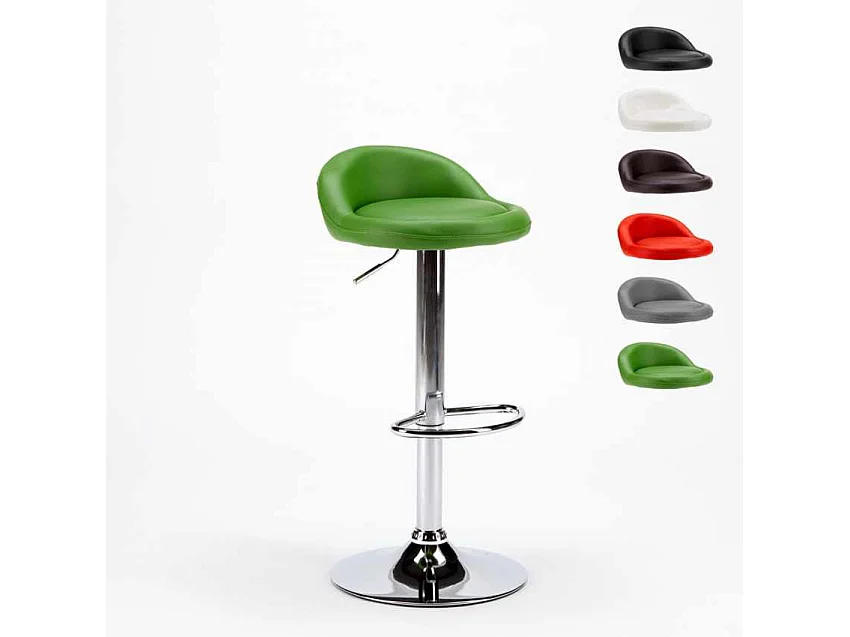 Taburete de cocina y bar alto cromado de cuero polipiel Baltimora - Verde