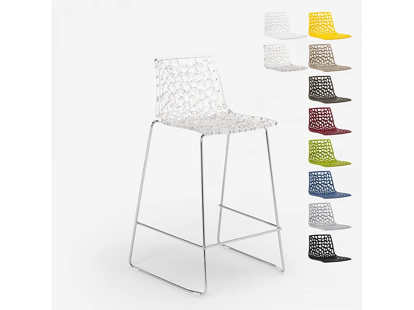 Grand Soleil Design Hocker für Küchenbar 64cm Mini Spider - Transparent
