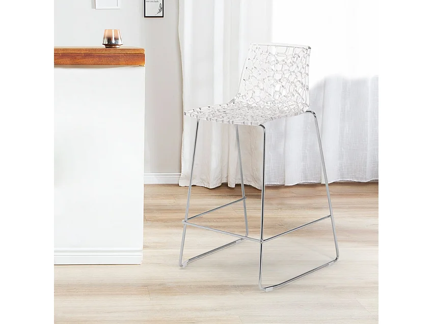 Grand Soleil Design Hocker für Küchenbar 64cm Mini Spider - Transparent