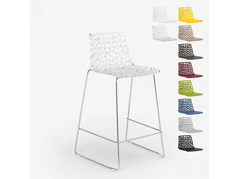 Sgabello design Grand Soleil bar cucina 64cm Mini Spider - Trasparente