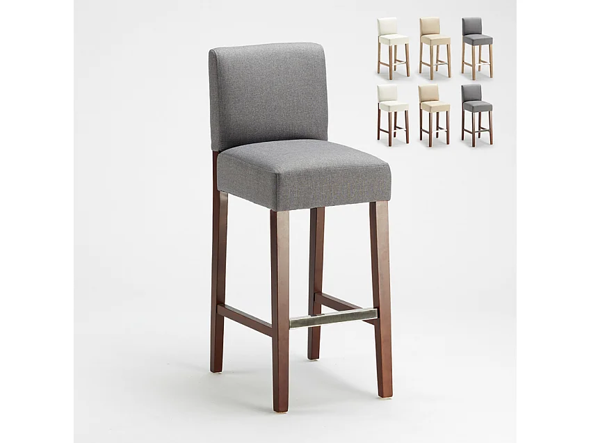 Barhocker Holzküche Design Hoch 74 cm Comfort XL - Grau