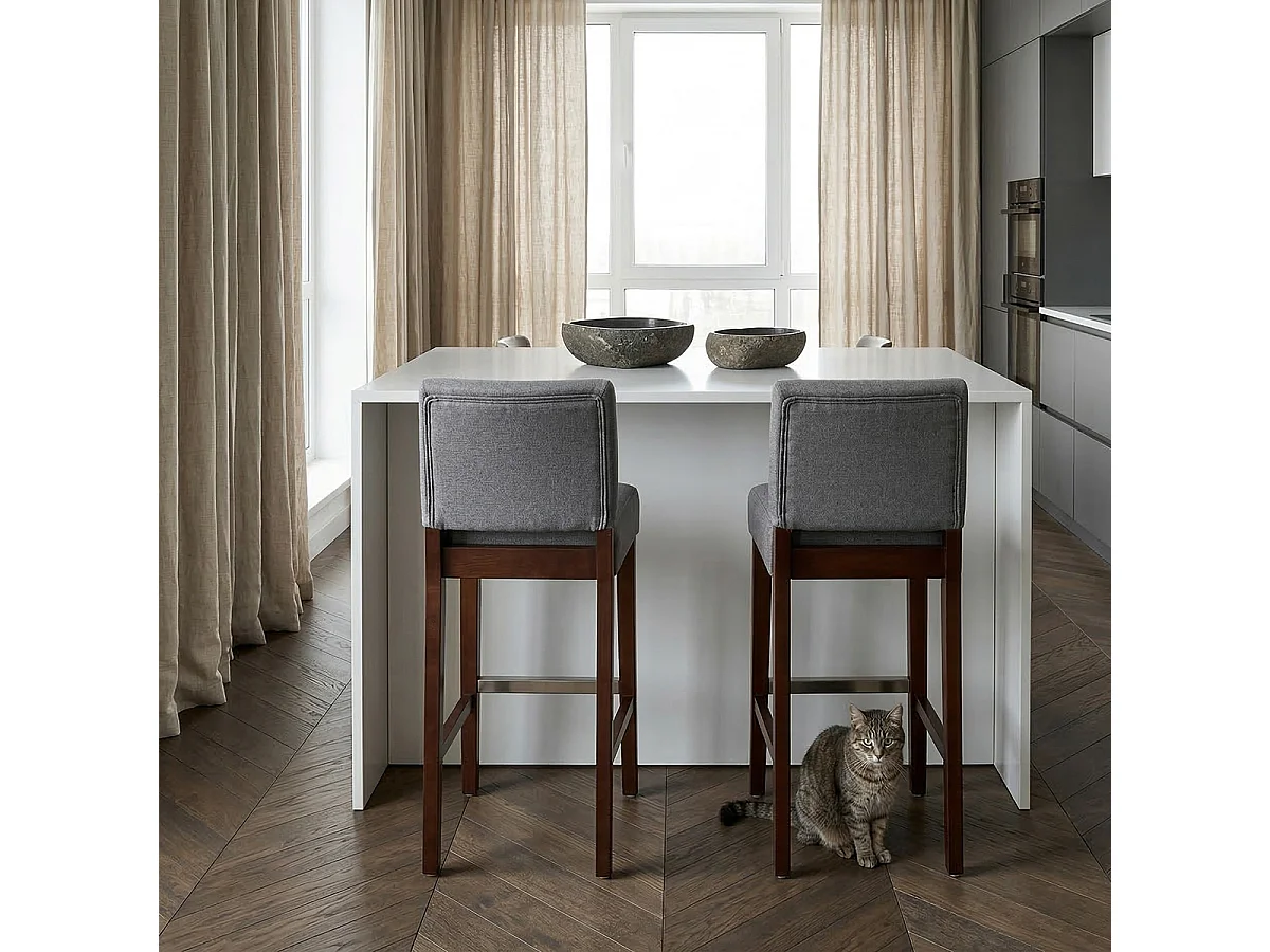 Taburete de bar Cocina de madera estilo Henriksdal alto 74 cm Comfort XL - Gris