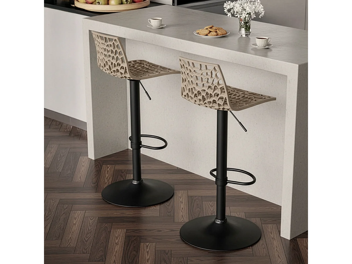 Verstellbarer Barhocker mit mattschwarzer Basis Grand Soleil Spider Matt - Beige Jute