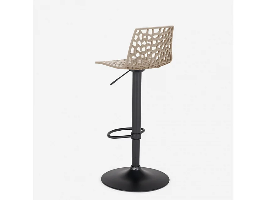 Verstellbarer Barhocker mit mattschwarzer Basis Grand Soleil Spider Matt - Beige Jute
