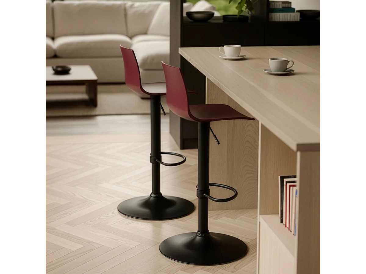 Design-Küchenbarhocker mit verstellbarem mattschwarzem Fuß Grand Soleil Imola Matt - Bordeaux