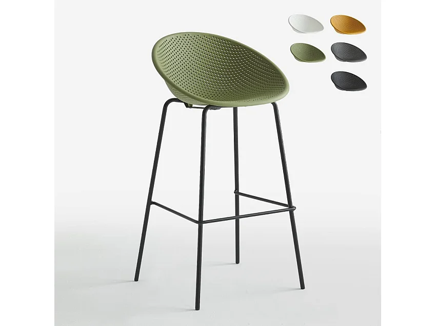 Taburete alto de diseño moderno para bar restaurante península cocina Flaund - Verde oscuro