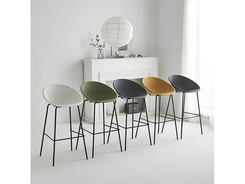 Taburete alto de diseño moderno para bar restaurante península cocina Flaund - Verde oscuro