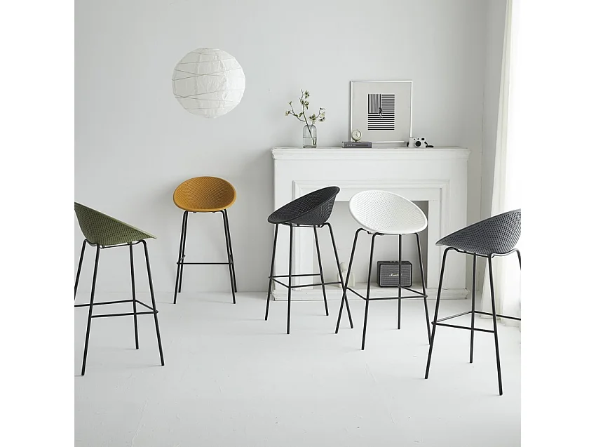 Taburete alto de diseño moderno para bar restaurante península cocina Flaund - Verde oscuro