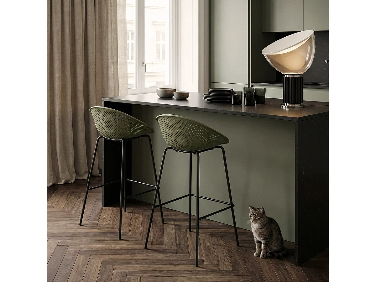 Sgabello alto design moderno per cucina bar ristorante h73cm Flaund - Verde