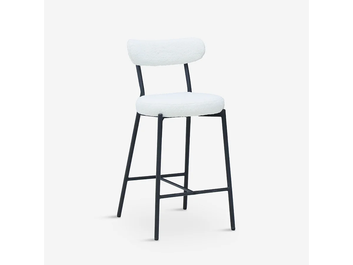 Hocker hoch modern Küche mit weißer Bouclé-Rückenlehne Opos