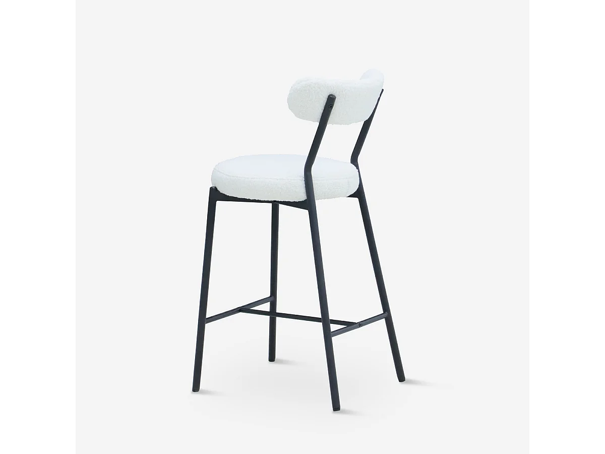 Hocker hoch modern Küche mit weißer Bouclé-Rückenlehne Opos