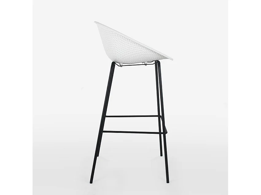Taburete alto de diseño moderno para bar restaurante península cocina Flaund - Blanco