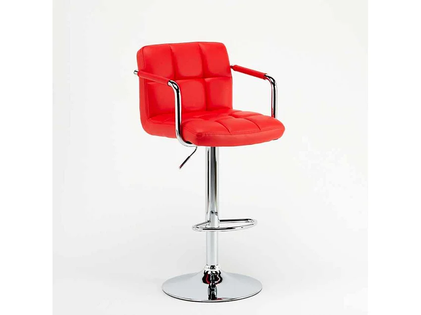 Taburete de bar cocina alto giratorio ajustable con respaldo y reposabrazos Las Vegas - Rojo