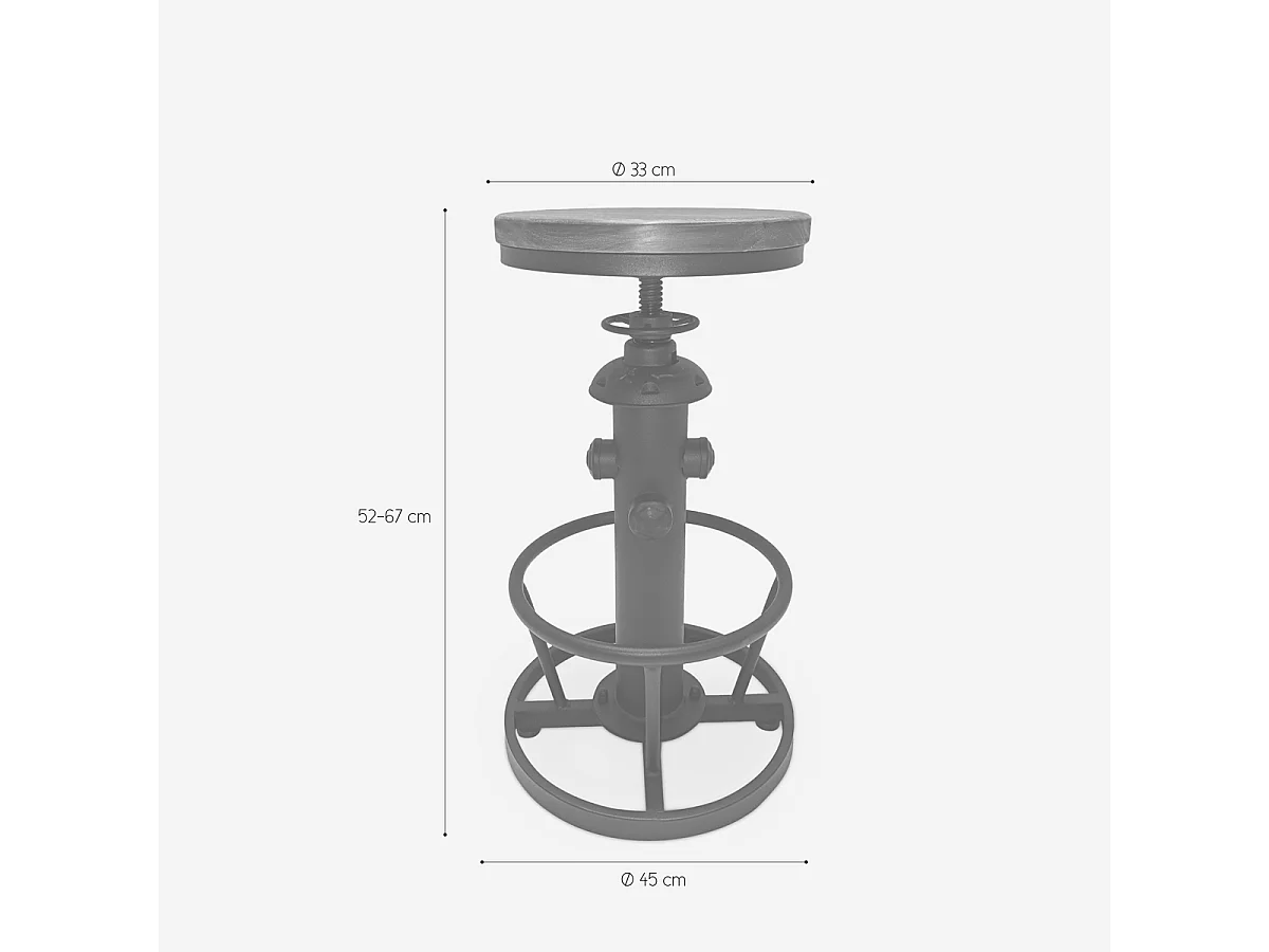 Barhocker verstellbar im Vintage-Stil mit Fußstütze Ziblo