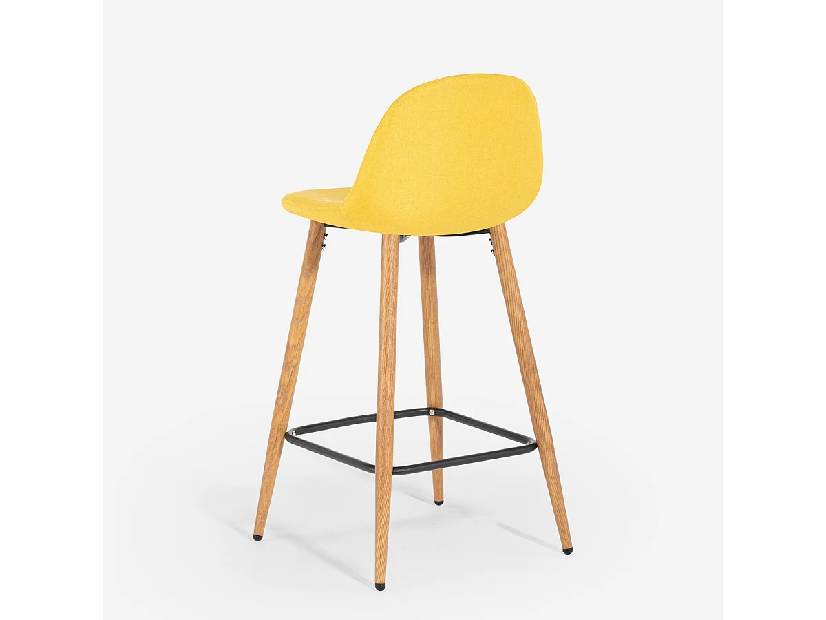 Nordischer Barhocker aus Stoff mit Rückenlehne Shona für Küche - Gelb