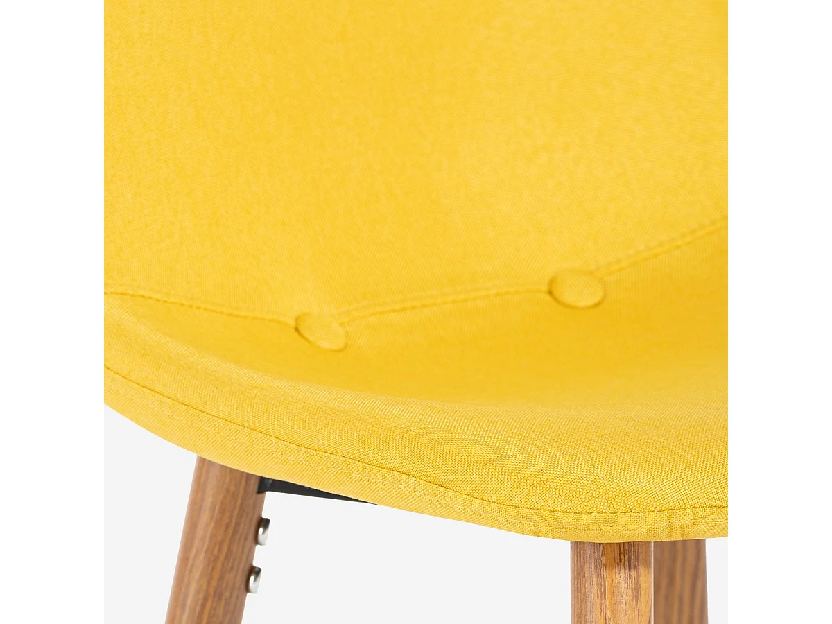 Nordischer Barhocker aus Stoff mit Rückenlehne Shona für Küche - Gelb