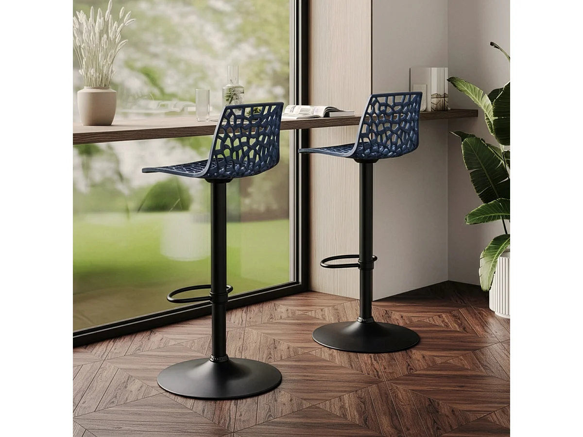 Verstellbarer Barhocker mit mattschwarzer Basis Grand Soleil Spider Matt - Blau