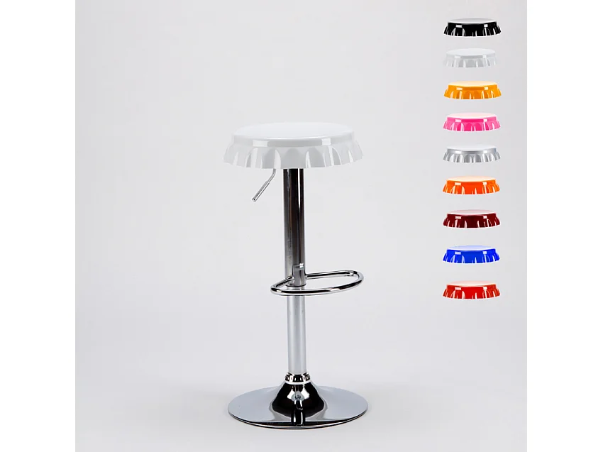 Hocker in Form eines Flaschenverschlusses Bar- und Küchendesign Dallas - Weiß