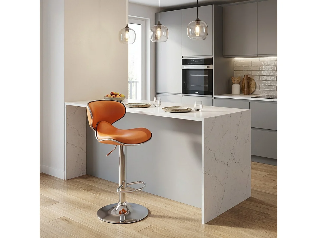 Tabouret de cuisine et bar design moderne pivotant chromé Amarillo - Orange