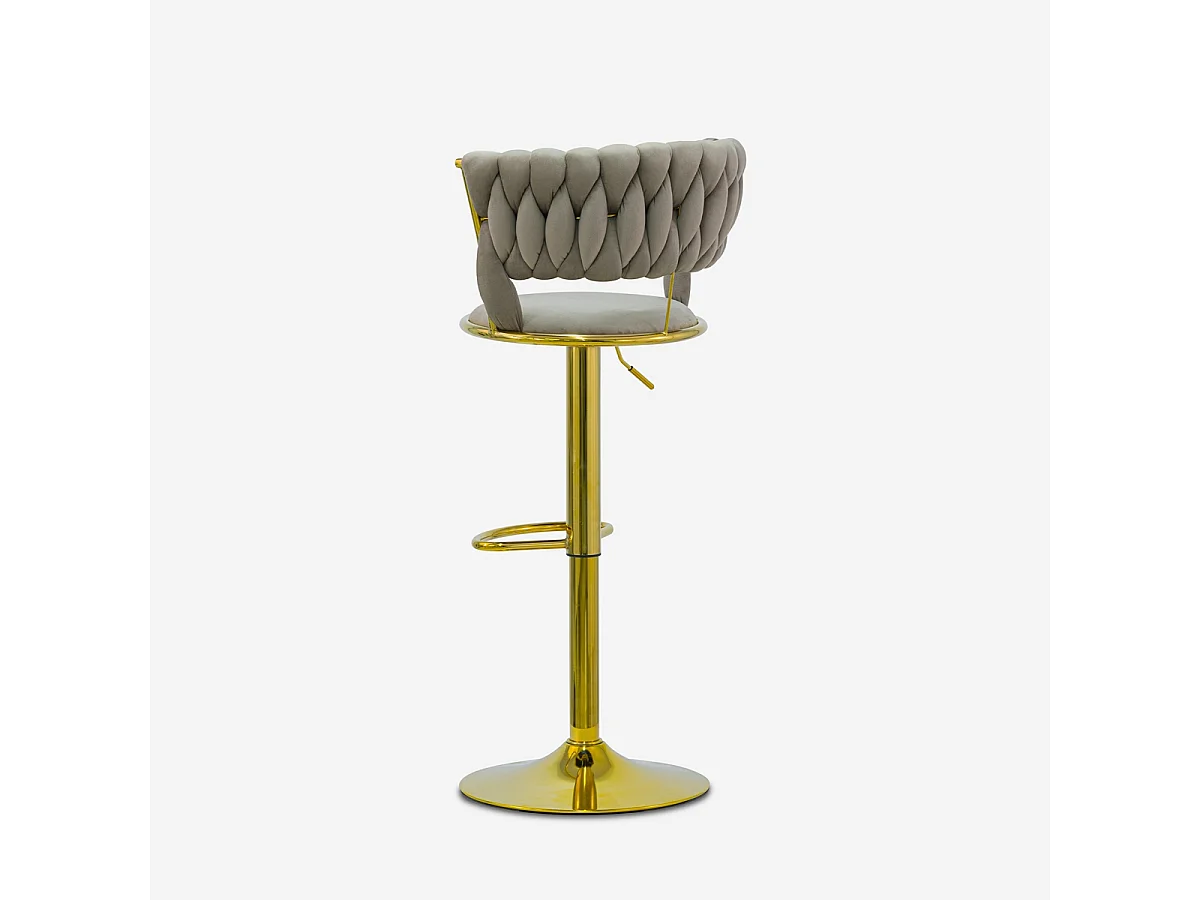 Hocker verstellbar aus goldfarbenem Metall und gewebtem Samt Macaron - Braun