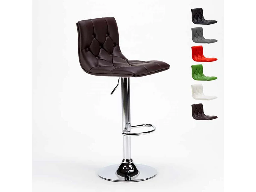 Chesterfield Kunstleder gesteppt Küche und Barhocker Design Honolulu - Braun