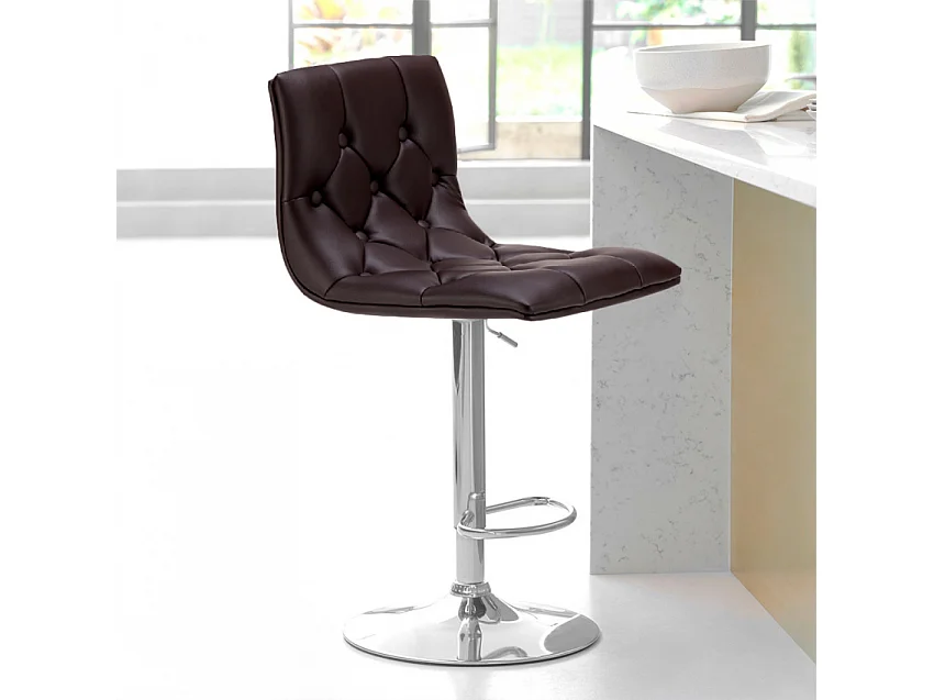 Chesterfield Kunstleder gesteppt Küche und Barhocker Design Honolulu - Braun