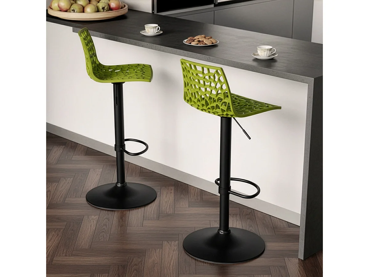 Verstellbarer Barhocker mit mattschwarzer Basis Grand Soleil Spider Matt - Grün Anis