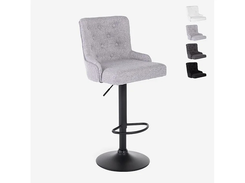 Verstellbarer Küchen- und Barhocker aus Stoff modernes Design Scranton - Hellgrau