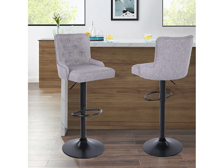 Verstellbarer Küchen- und Barhocker aus Stoff modernes Design Scranton - Hellgrau