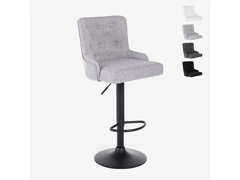 Verstellbarer Küchen- und Barhocker aus Stoff modernes Design Scranton - Hellgrau