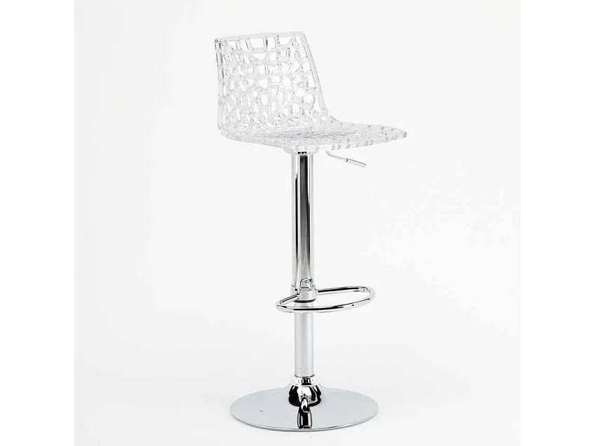Barhocker mit Fußstütze Hoch Drehbar Höhenverstellbar für Küche Bar Grand Soleil Spider - Transparent