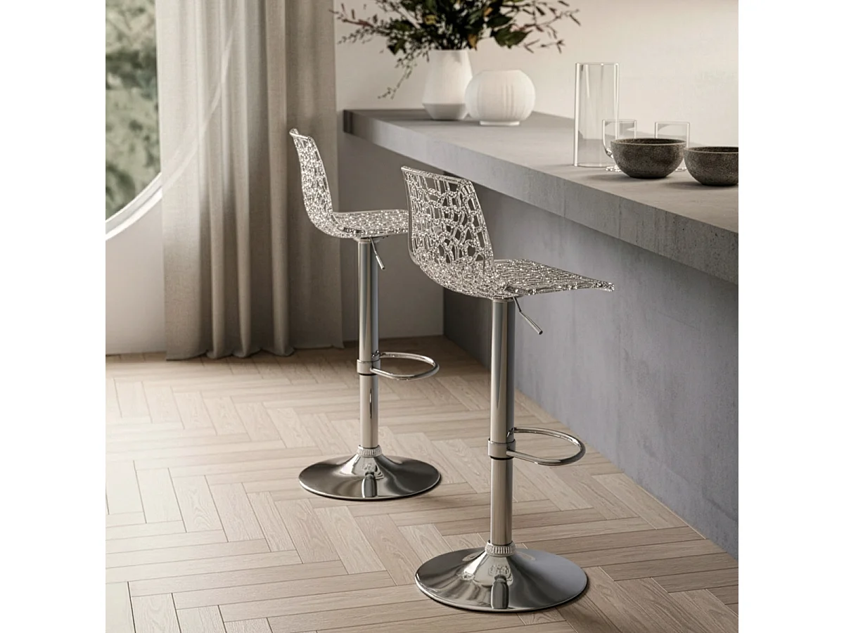 Barhocker mit Fußstütze Hoch Drehbar Höhenverstellbar für Küche Bar Grand Soleil Spider - Transparent