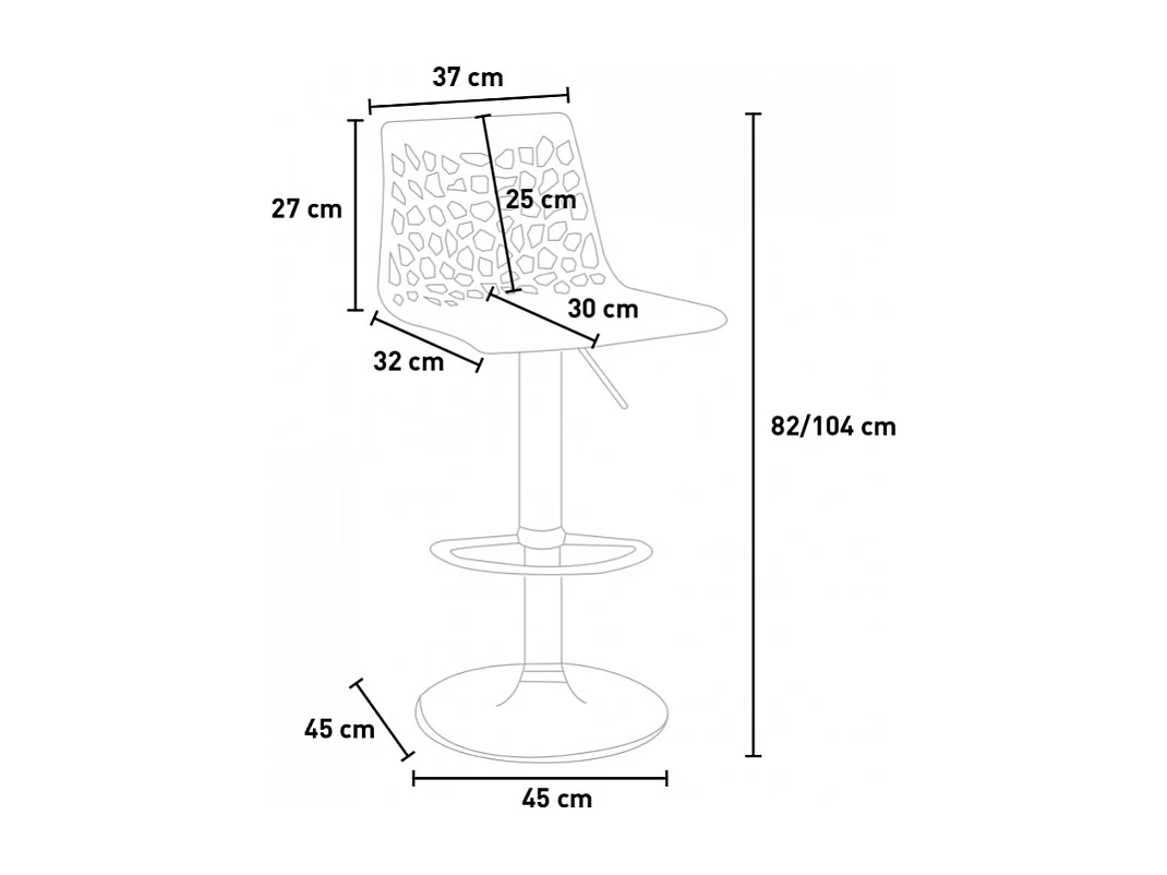 Barhocker mit Fußstütze Hoch Drehbar Höhenverstellbar für Küche Bar Grand Soleil Spider - Transparent