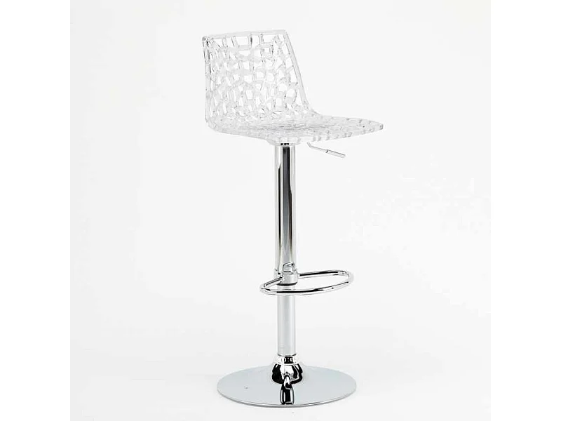 Sgabello Grand Soleil SPIDER per bar cucina alto fisso girevole regolabile poggiapiedi - Trasparente