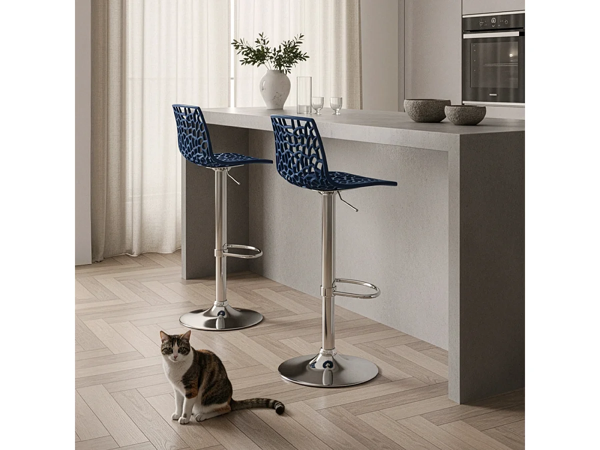 Barhocker mit Fußstütze Hoch Drehbar Höhenverstellbar für Küche Bar Grand Soleil Spider - Blau