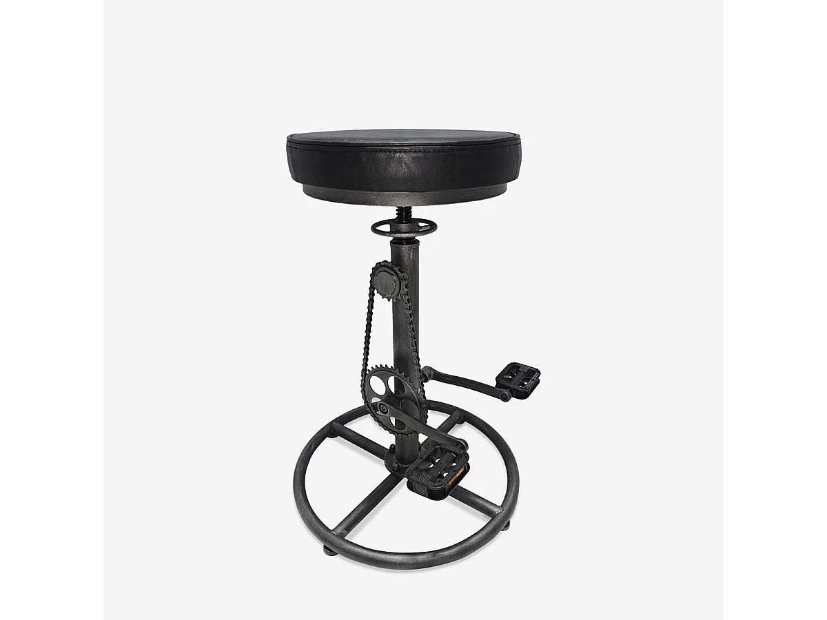 Barhocker aus Kunstleder im Industriestil mit Fußstütze Glint