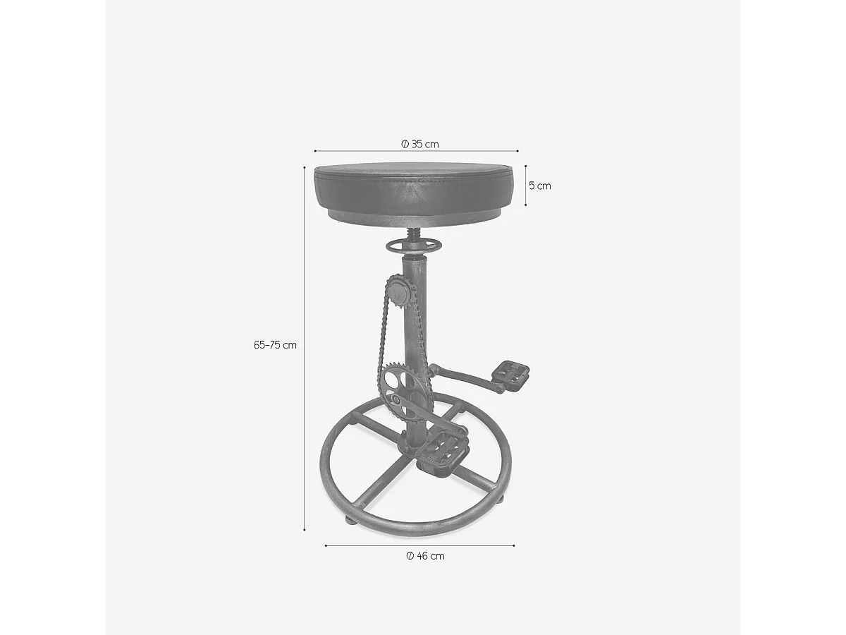 Barhocker aus Kunstleder im Industriestil mit Fußstütze Glint