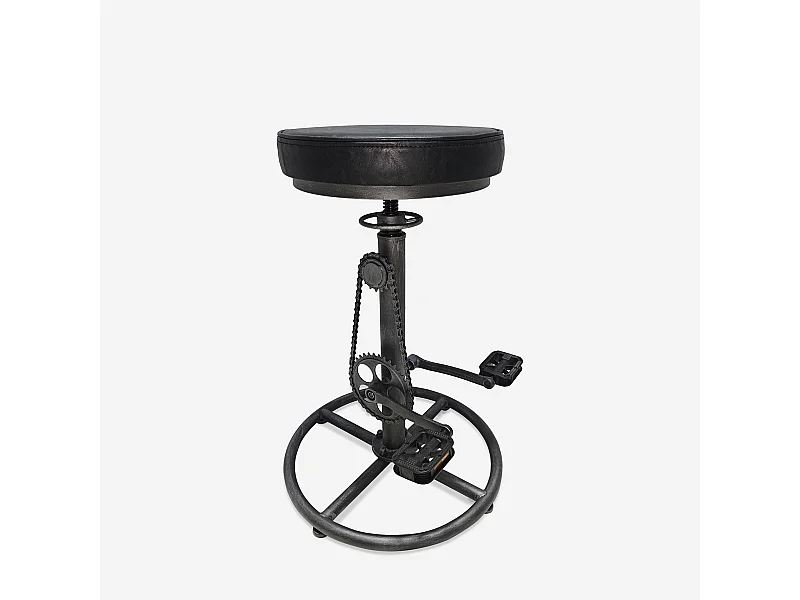 Barhocker aus Kunstleder im Industriestil mit Fußstütze Glint