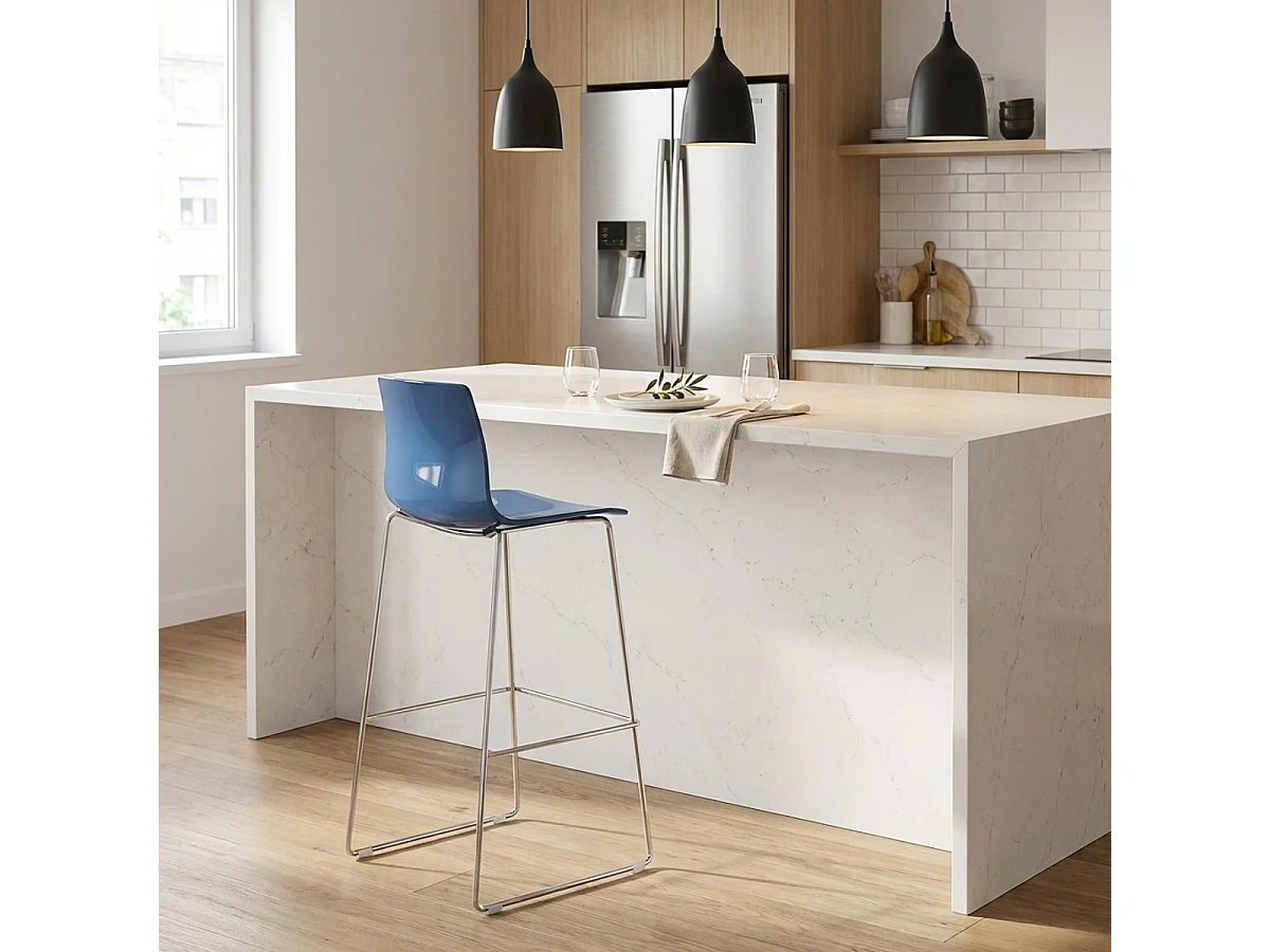 Tabouret de bar de cuisine Grand Soleil 74 cm design Imola Slitta - Bleu