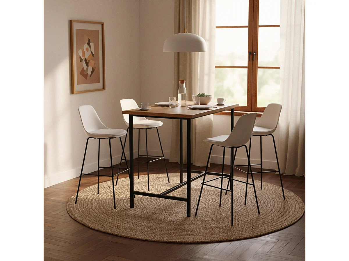 Taburete alto de metal para barra de cocina con cojín de diseño moderno Willis - Blanco