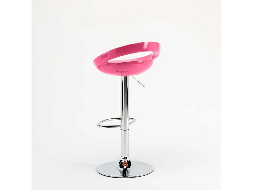 Taburete de bar para cocina alto giratorio fijo ajustable y con reposapiés modelo Hollywood - Rosa