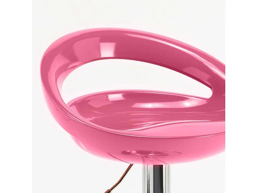 Taburete de bar para cocina alto giratorio fijo ajustable y con reposapiés modelo Hollywood - Rosa