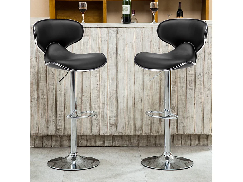 Amarillo Design Moderner schwenkbarer Chrom Küchen- und Barhocker - Schwarz