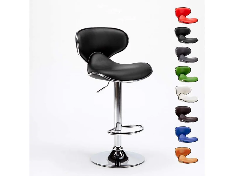 Taburete cocina y bar moderno giratorio cromado diseño Amarillo - Negro