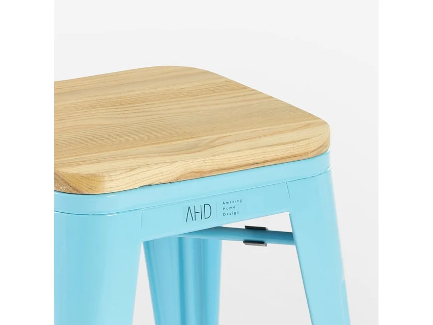 industrieller hocker metall bar küche top holz steel rocket wood. - Hellblau