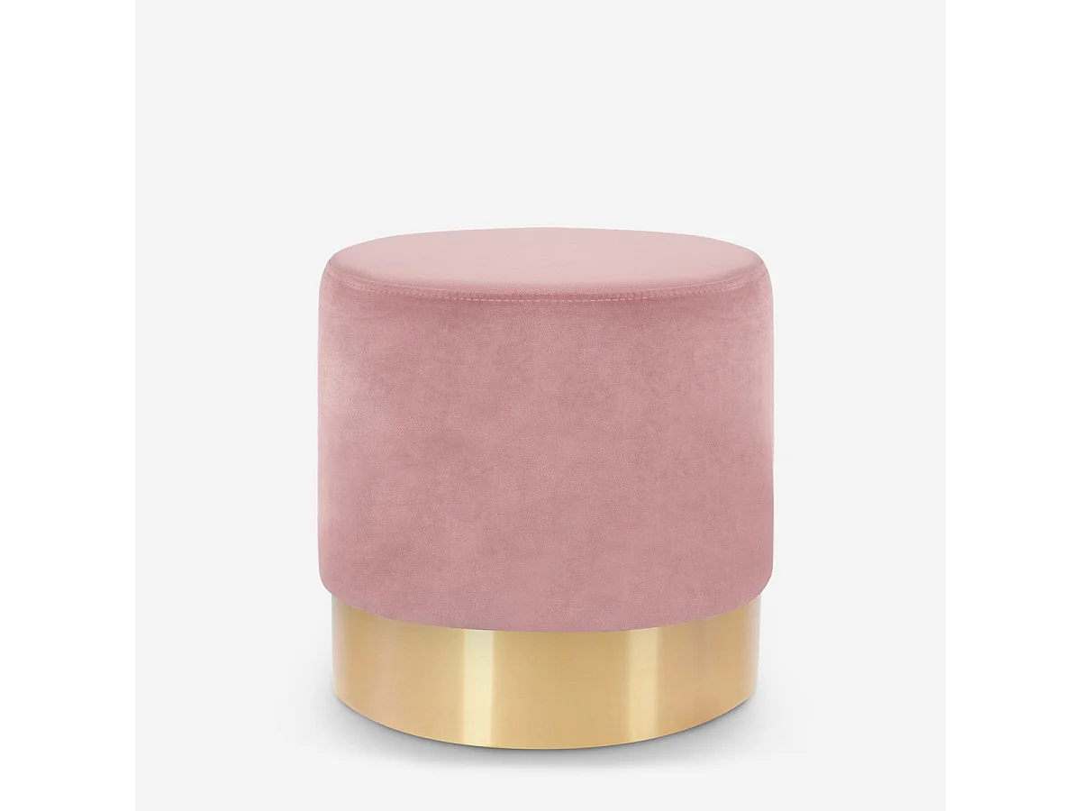 Puf reposapiés taburete bajo acolchado redondo diseño terciopelo Rossetto - Rosa