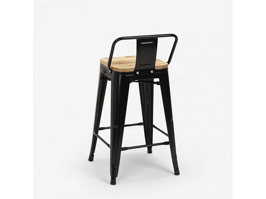 Hoher hocker industrie design küche bar barhocker Steel Wood Top Light - Schwarz
