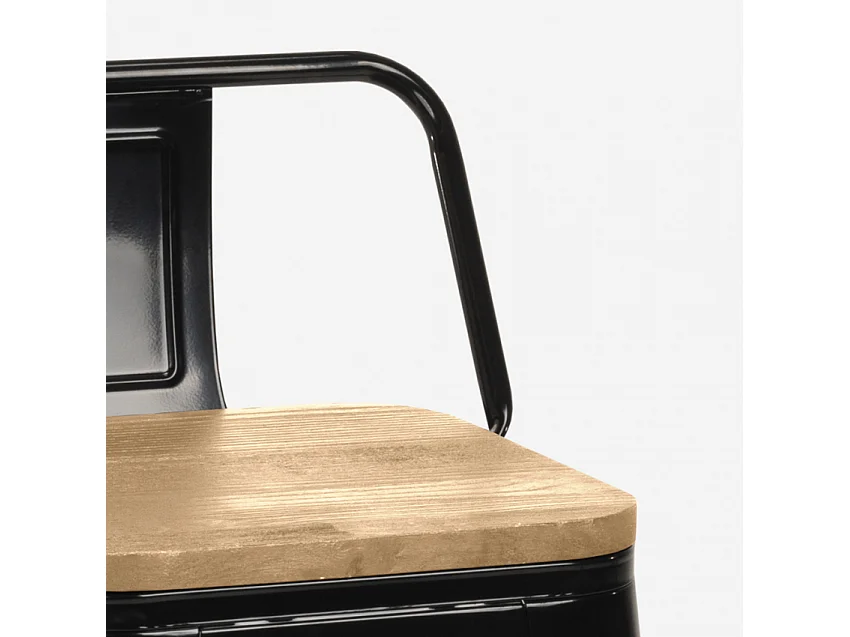 Hoher hocker industrie design küche bar barhocker Steel Wood Top Light - Schwarz